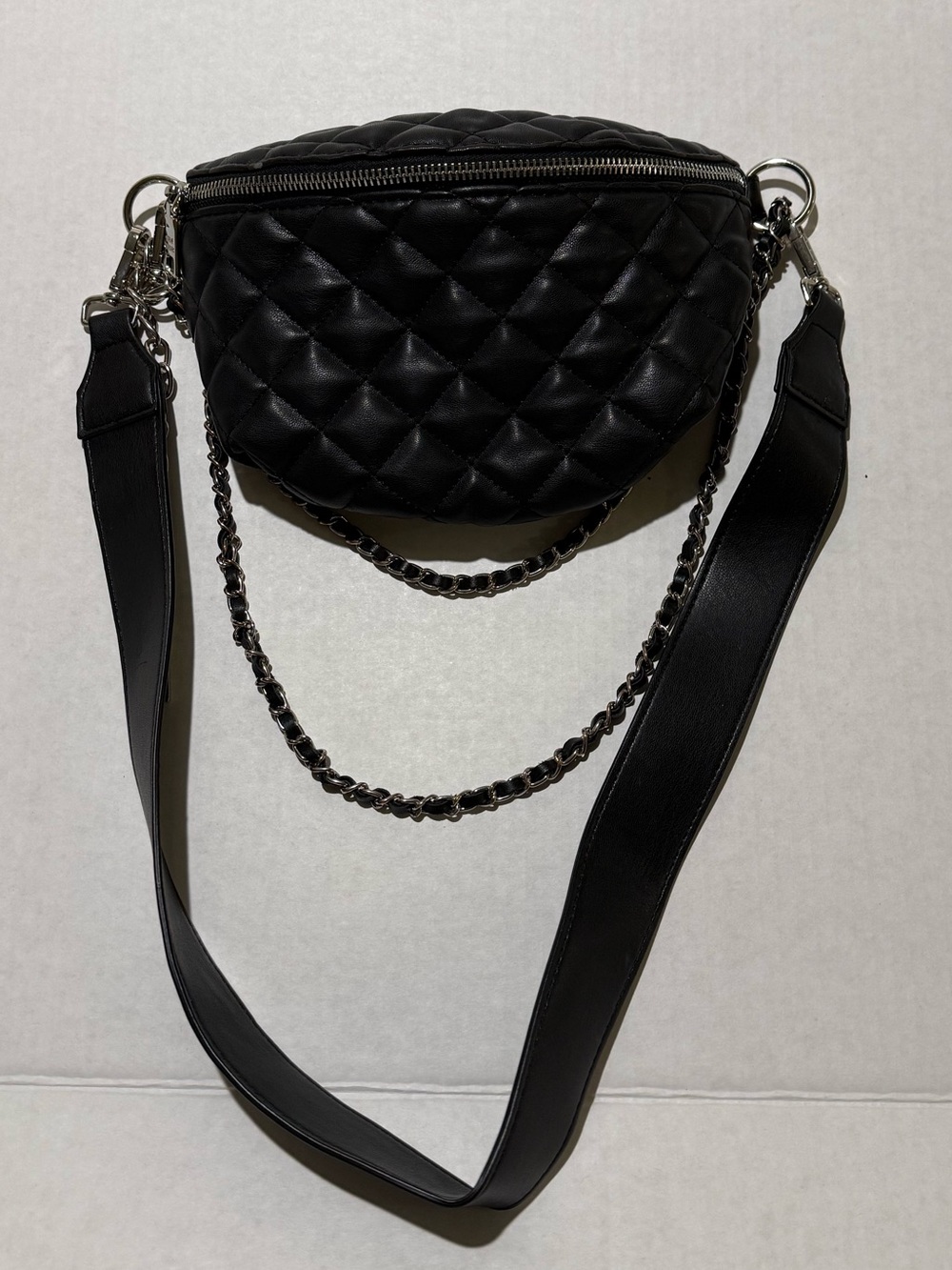 Steve Madden Quilted Black Crossbody with Chain Detail